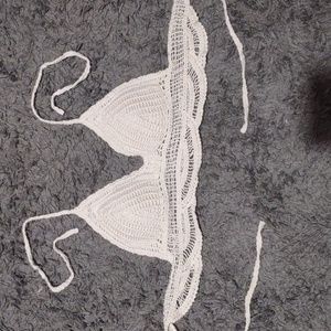 White crochet crop top bralette